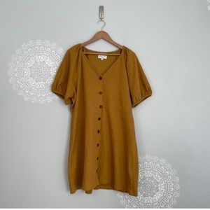 Madewell Texture & Thread Puff Sleeve Dress Mustard Yellow Size 2X